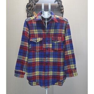 Vintage 1950s Woolrich Woolen Mills 100% Wool Plaid Flannel Shirt Mens 15 Medium